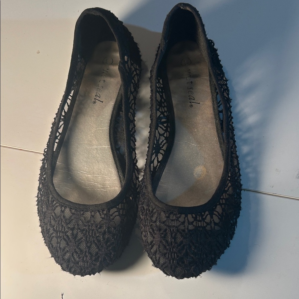 Wet Seal Black Lace Flats